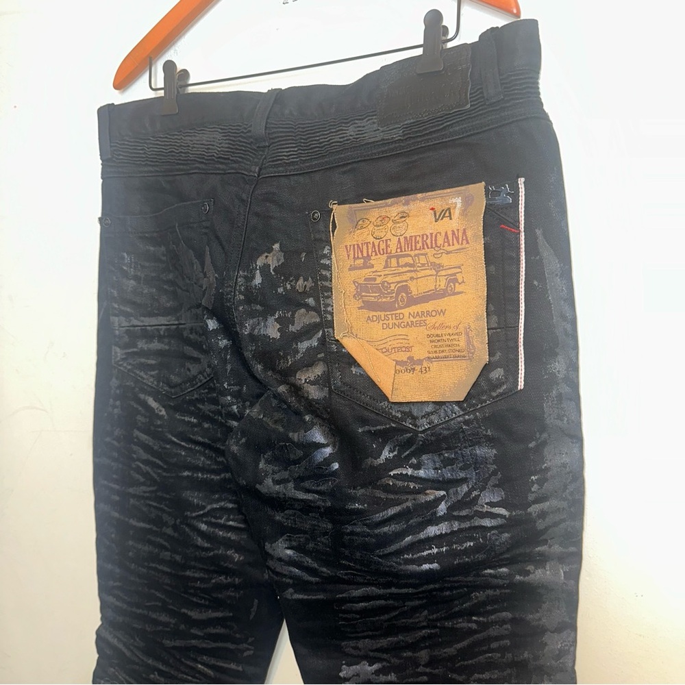 Vintage Americana Jeans Men’s 38X34 Adjusted Narrow Dungarees Black Zippers Goth